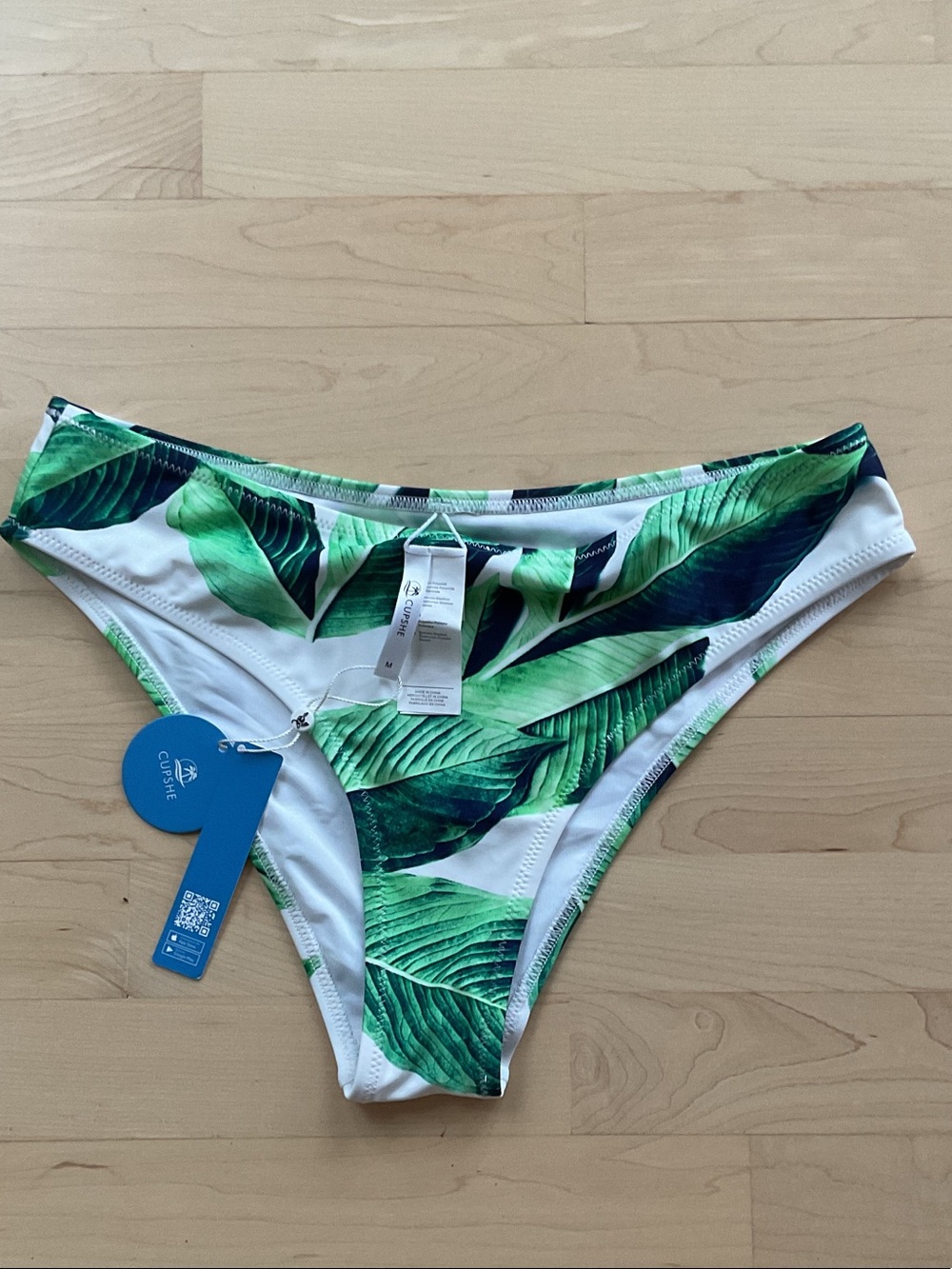 Cupshe Women's Green Leaf Print Bikini Bottom -